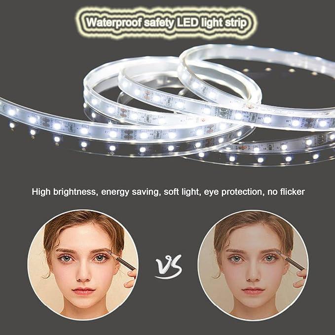 Bathroom Mirror with LED Lights, Makeup Vanity Touch Mirror with LED - Image 4