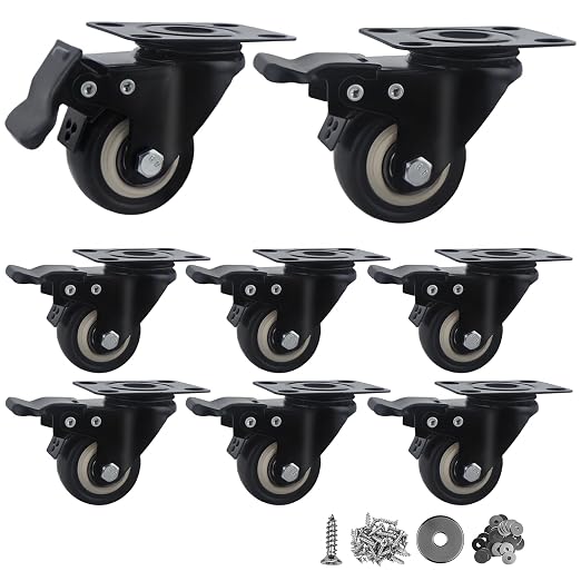2 Inch Caster Wheels Set of 8, Heavy Duty Casters, by Htudcoue