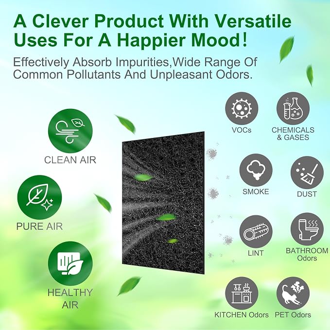 Threlaco 8 Pcs Activated Carbon Filter Cut-to-fit Carbon Filter Sheet - Image 4