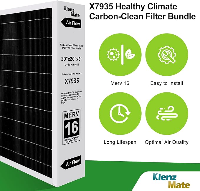 Upgraded 2 - Pack X7935 20x20x5 MERV 16 Air Filter Bundle, Carbon Clean Healthy - Image 3