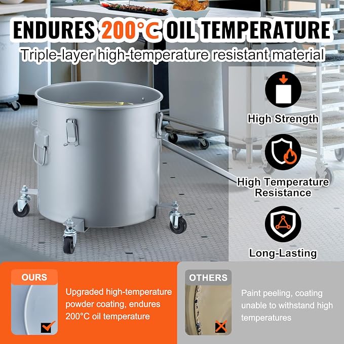 VEVOR Fryer Grease Bucket, 8 Gal Oil Disposal Caddy - Image 3