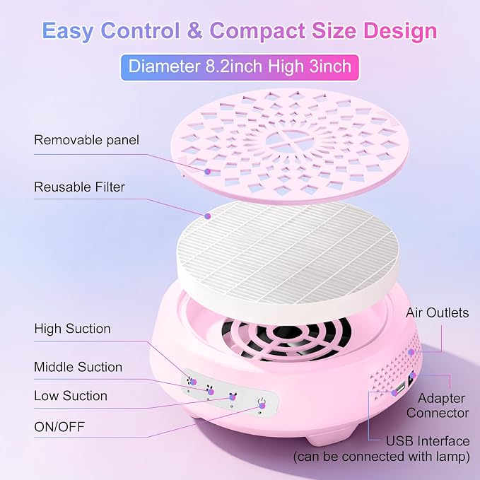 Professional Nail Dust Collector, Quiet Nail Vacuum Cleaner Machine - Image 6