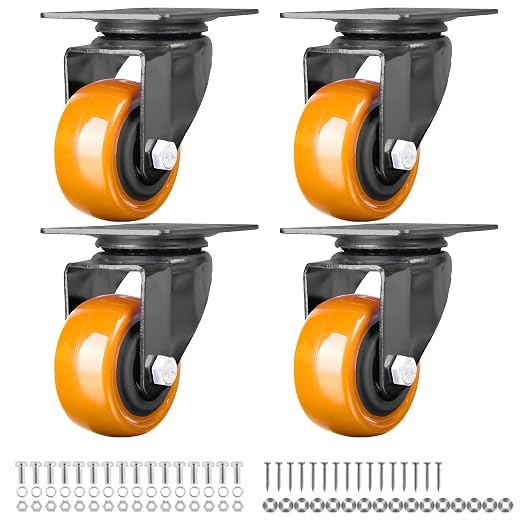 Finnhomy Swivel Casters Wheels Set of 4 Heavy Duty Plate Casters 2 Inch Premium by Finnhomy