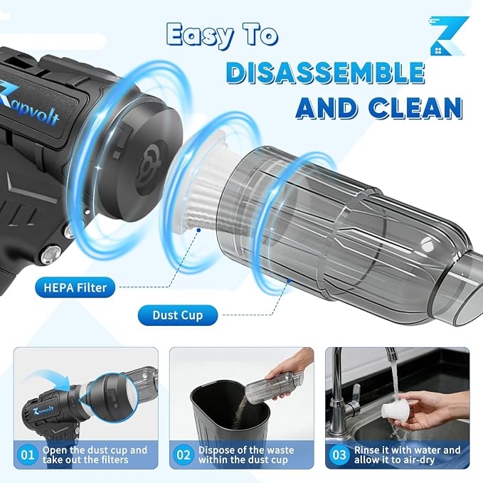 2 in 1 Cordless Car Vacuum and Air Compressor, 5000PA Powerful Suction & 150PSI - Image 5
