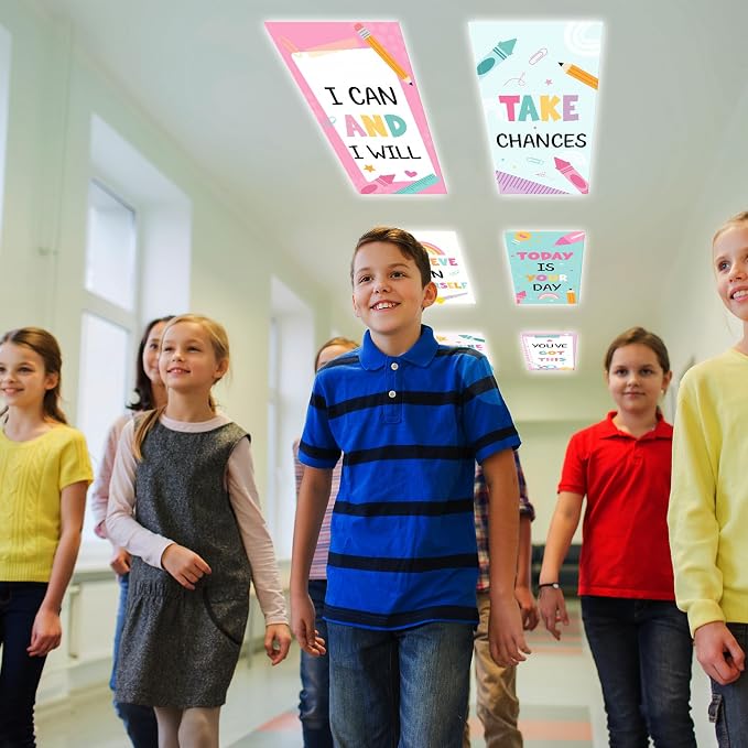 8Pcs Classroom Light Covers for Fluorescent Lights, Pastel Positive Rainbow - Image 6
