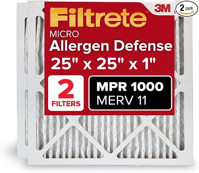 Filtrete 25x25x1 AC Furnace Air Filter, MERV 11, MPR 1000, Micro Allergen by Filtrete
