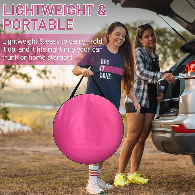 Pop Up Privacy Shower Tent,Portable Outdoor Bathroom Toilet Changing Dressing Room,Instant Rain Shelter for Camping & Beach,Lightweight & Sturdy, Easy Set Up, Foldable, with Carry Bag (Pink)