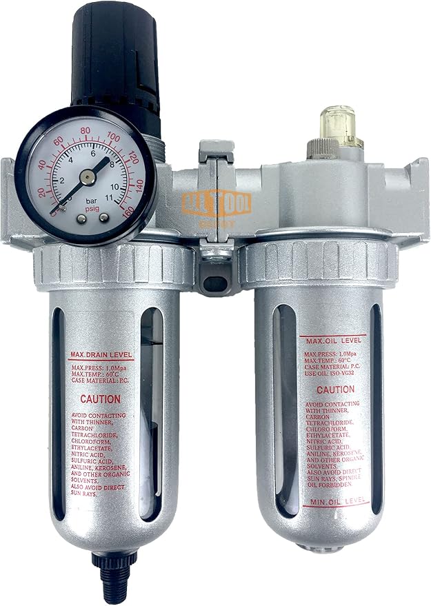 1/4" NPT Mid Flow Compressed Air In Line Filter Regulator Lubricator Oiler by AllToolDepot