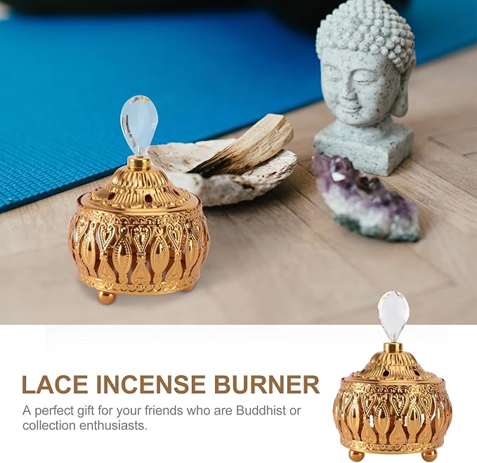 VANZACK Golden Decorative Censer Hollowed Incense Burner - Image 3