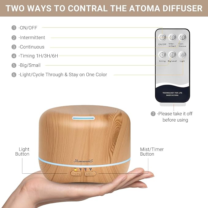 Homeweeks 300ml Essential Oil Diffuser, Quiet Aromatherapy Mist Diffusers - Image 7