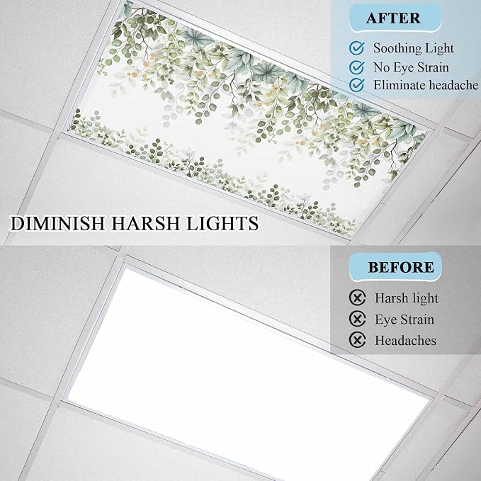 3 Pack Fluorescent Light Cover for Classroom Ceiling Light, Sage Green - Image 8