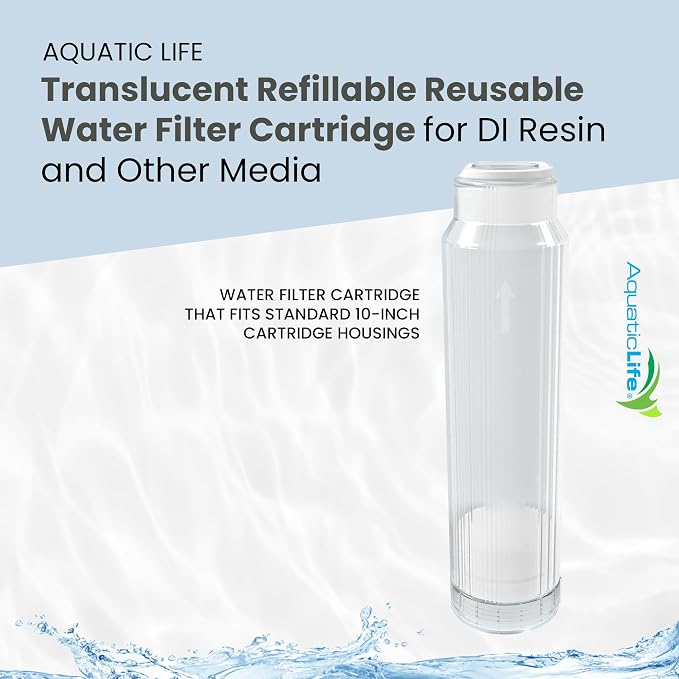 AQUATICLIFE 10" x 2.5" Translucent Refillable Reusable Water Filter Cartridge - Image 2