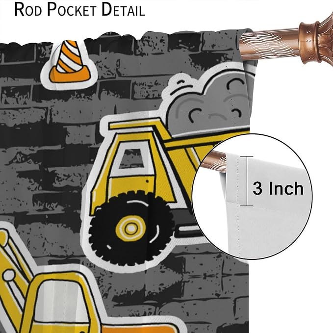 Kids Construction Excavator Window Curtains - Image 6