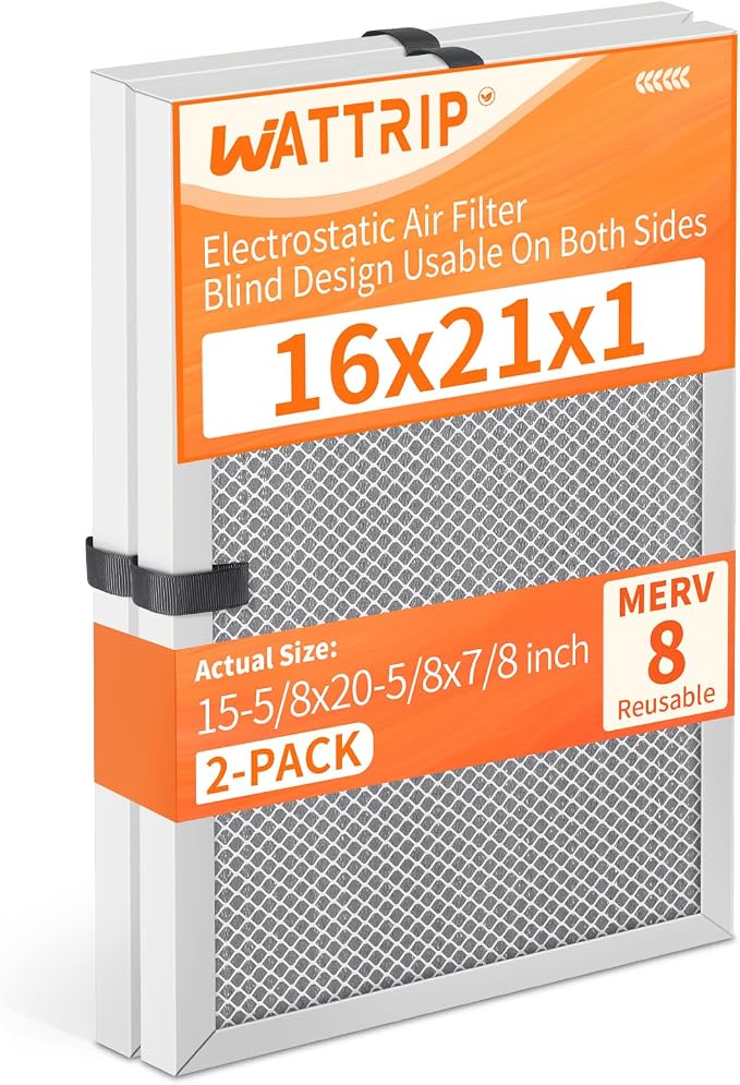 2-Pack 16x21x1 MERV 8 Reusable & Washable Electrostatic Air Filters by BreatheSmartLiveClean