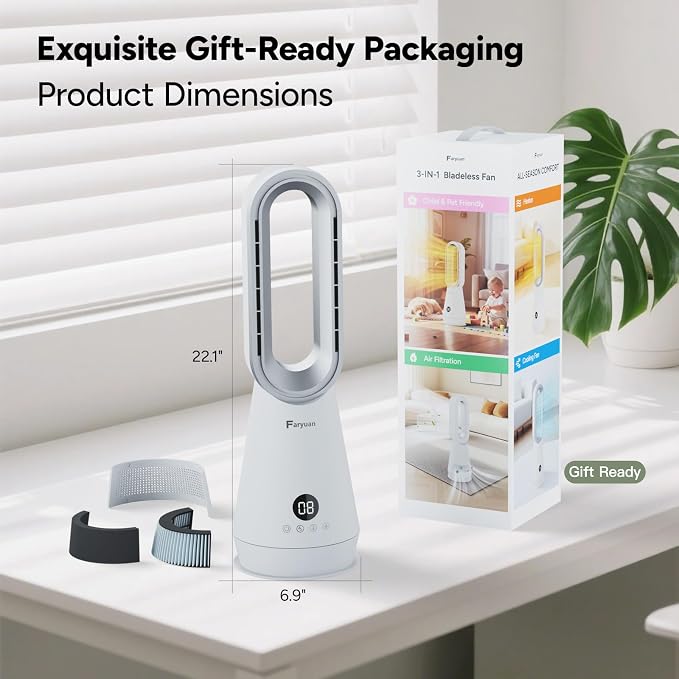 3-in-1 Heater Fan Combo, 90° Oscillating Fast Heating & Cooling, Remote Control - Image 6