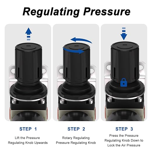 AIRZOE 1/4"NPT Air Filter Regulator Combo Piggyback, 5 Micron Brass Element - Image 6