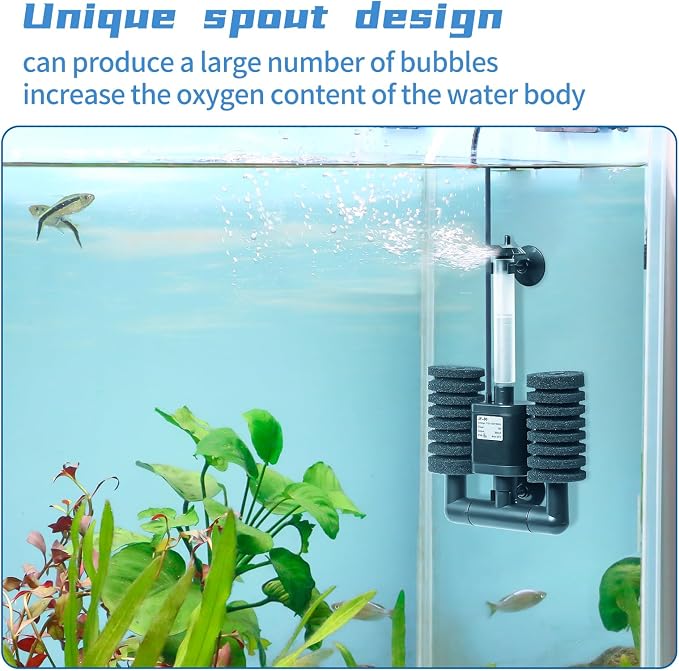 Aquarium Sponge Filter 5-20 Gallon Fish Tank Filter, Electric Power Double - Image 4