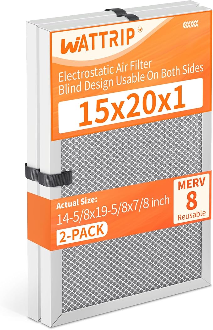 2-Pack 15x20x1 MERV 8 Reusable & Washable Electrostatic Air Filters by BreatheSmartLiveClean