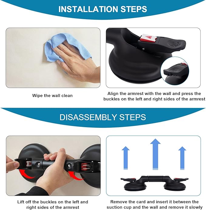 15inch Suction Shower Grab Bar, Portable Shower Handle Bar Suction Grip Bar Bathtub Handle with Strong Suction Cup Fitting and Rapid Release for Bathroom(Max Capacity :300lb