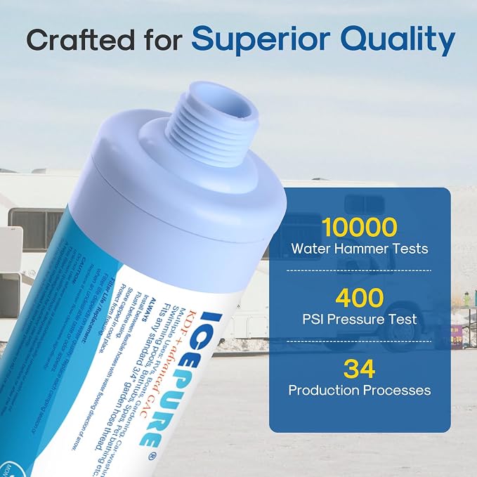 ICEPURE Inline Water Filter for Hose on RV Garden Pool Camper Marine Boat for - Image 7