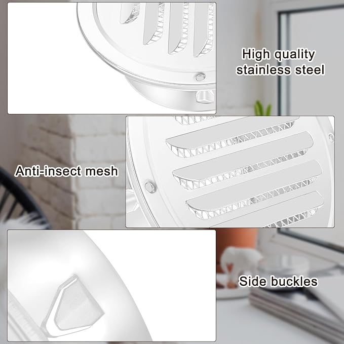 Zonon 12 Pcs Stainless Steel Soffit Vents 4 Inch Round Dryer Vent Cover - Image 4