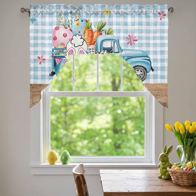 Swag Valance Curtains, Easter Truck - Image 3