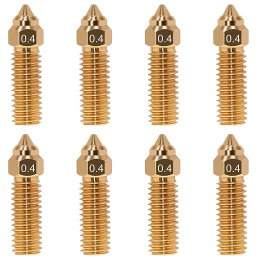 8Pcs K1 Nozzles 0.4mm, Brass High-Speed 3D Printer Nozzles Compatible by TIEXYE