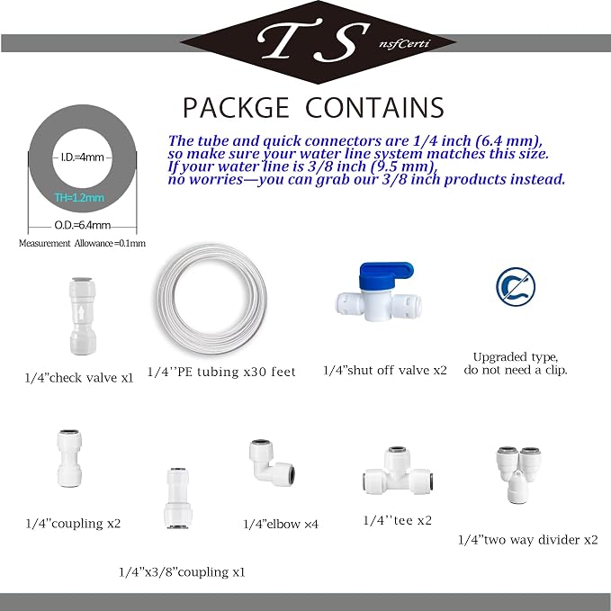 NSF 1/4" inch Water Line Tubing and Push to Connect Fittings - Image 2