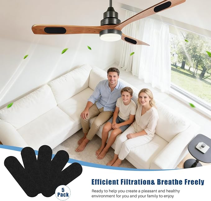 5 Pack Ceiling Fan Air Purifier Pads, Barnacle Activated Carbon Fan Filters - Image 2
