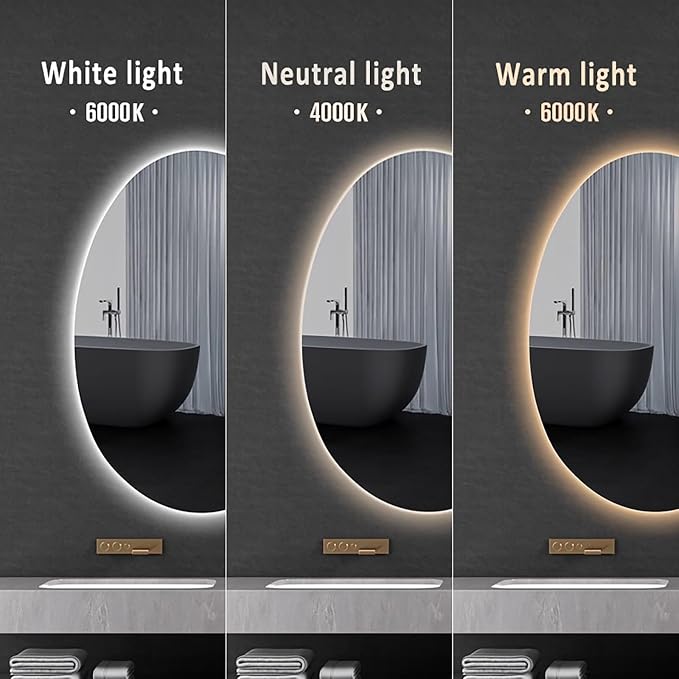 Inner Sand Smart Illuminated LED Bathroom Mirror, Wall Mounted Multifunction - Image 2