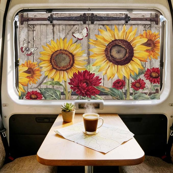 Sunflowers Magnetic Double Layer Car Window Shades, Side Window Curtains - Image 9