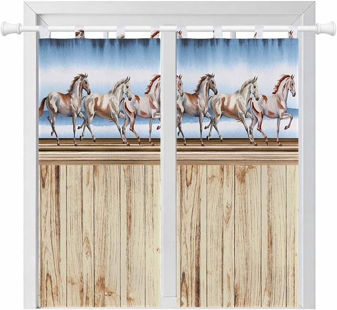 Western Horse Bathroom Curtains 63 Inch Length, Window Curtains Tab Top by Unknown