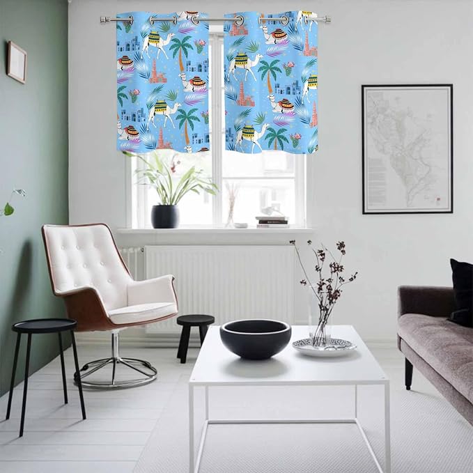 2 Panel Kitchen Cafe Curtains, Desert Landscape Sunlight Filtering Nature Air - Image 4