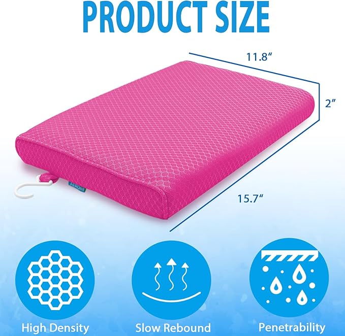 AEROiVi Shower Seat Cushion for Shower Chairs, Transfer Benches in Bathtub, Cushion for Sauna, 3D Mesh Pad with Hook, Slip-Resistant, Design for Elderly, Senior, Handicap Disabled