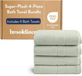 Brooklinen Super-Plush Turkish Cotton Bath Towels - Set of 4 - Cotton, 820 GSM, Highly Absorbent, Machine Washable, Perfect for Home & Bathroom (30" x 58", Aloe Green)