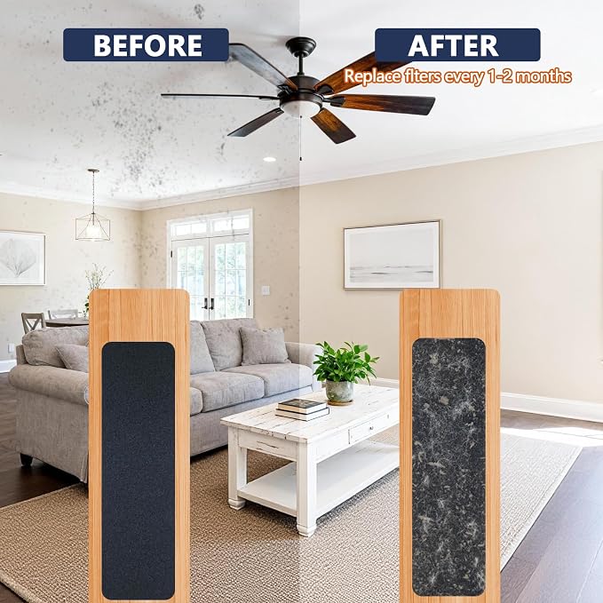 20Pcs Ceiling Fan Filters for Blades, Activated Coconut Shell Carbon Ceiling - Image 5
