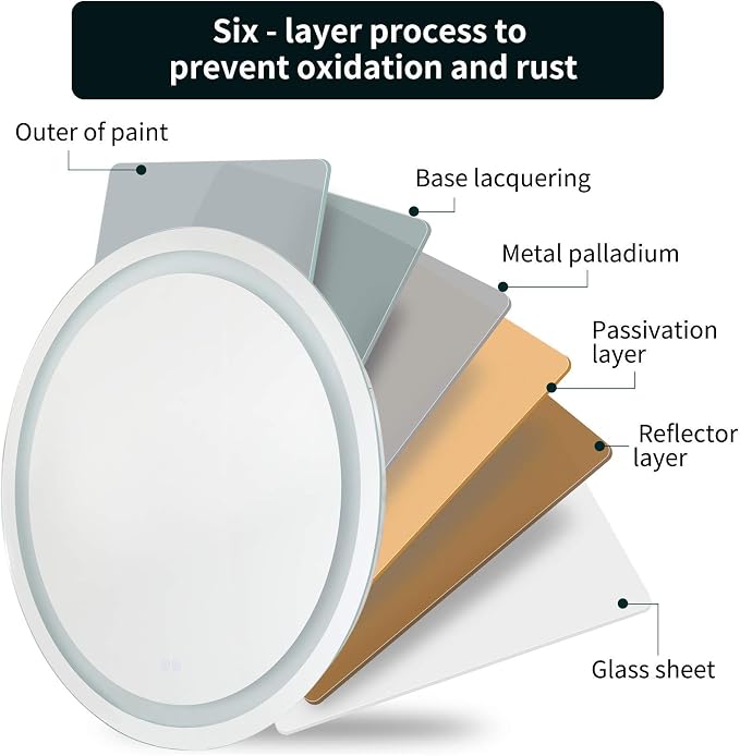 Illuminated Bathroom Mirror 800 x 800 MM Round LED Wall Mounted Vanity Mirror - Image 5