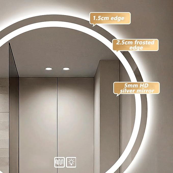 Wall Mirror for Bathroom, Wall Mounted Multifunction Bathroom Vanity Mirror - Image 7