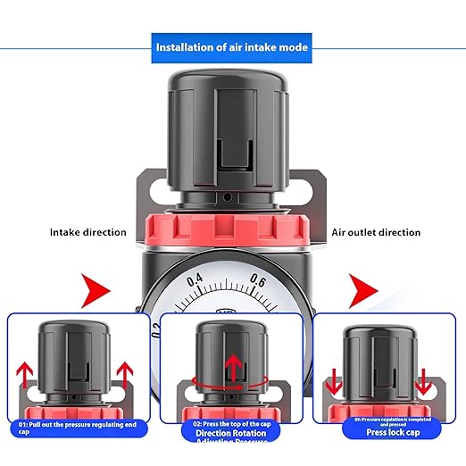 Compressed Air Pressure Filter Regulator Airtac BFR2000-C 1/4'' NPT 0-140 PSI - Image 4
