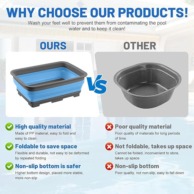 Foot Bath Basin, Foldable & Portable Foot Soak Tub for Feet Spa Bath, Feet Soaking Bucket Pool Accessories for Dry Skin Hot Water Travel Camping Outdoor Beaches Salon Pedicure