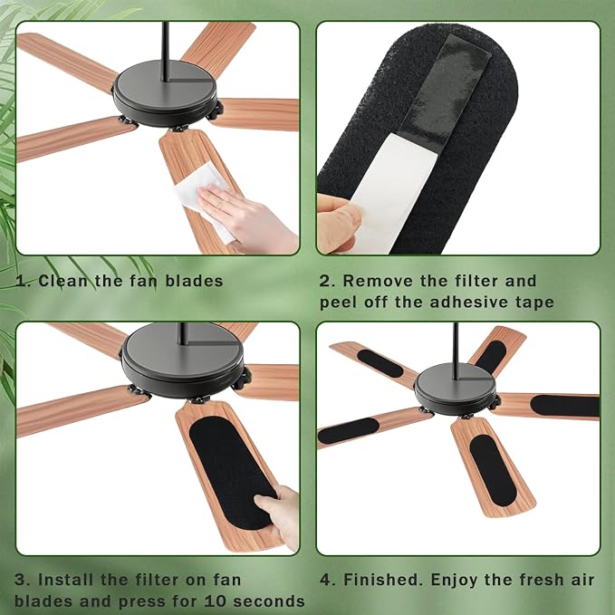 10PCS Ceiling Fan Filters for Blades, Unscented Activated Coconut Shell Carbon - Image 5