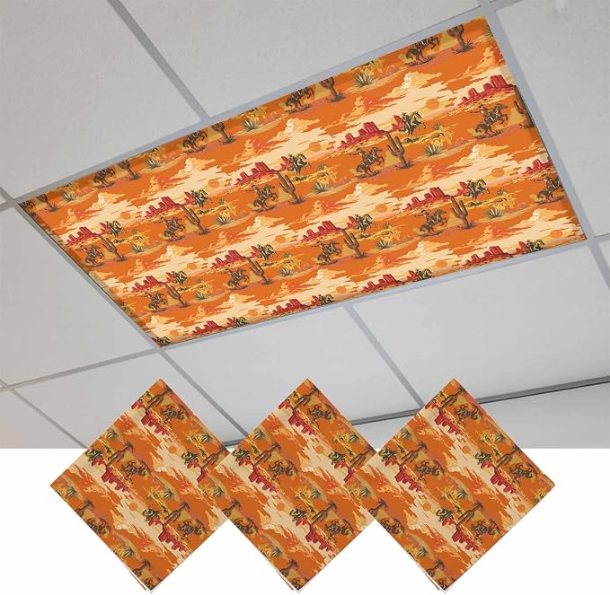 Tropical Plant Cactus Fluorescent Light Covers 3 Pack Western Cowboy Horse by Unknown