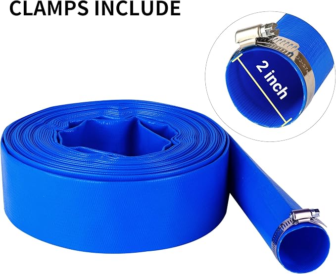 2" x 50 FT Pool Backwash Hose Blue Heavy Duty Reinforced PVC Lay Flat Water - Image 3