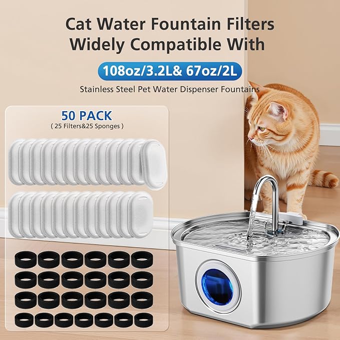 50 Pack Cat Water Fountain Filters - Image 2
