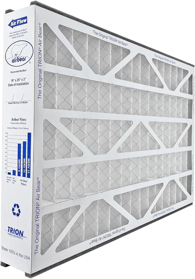 16x25x3 TRION Air Bear Cub Pleated HVAC Air Filter MERV 8 - Image 3