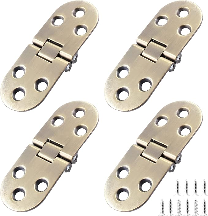 4Pcs Heavy Duty Folding Table Hinges, Bronze Sewing Machine Flip Top Hinge Zinc - Image 7