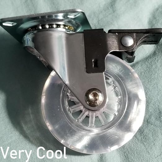 3 Inch Swivel Caster Wheels Set of 4, 800lbs Clear Polyurethane Plate Casters - Image 4
