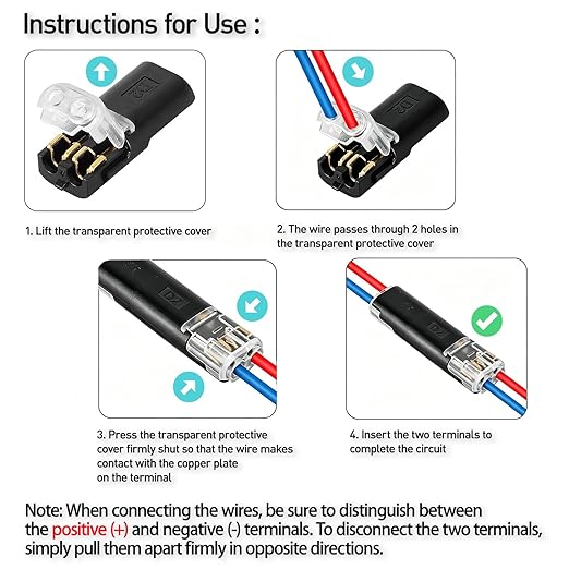 BOENFU Double Wire Plug in Connector, 20 Pack, 16-18 AWG, 2-Pin Lock Strip - Image 3