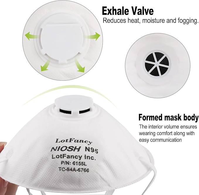 LotFancy NIOSH N95 Mask, Disposable Air Filter Masks Against Dust, Face Mask - Image 4