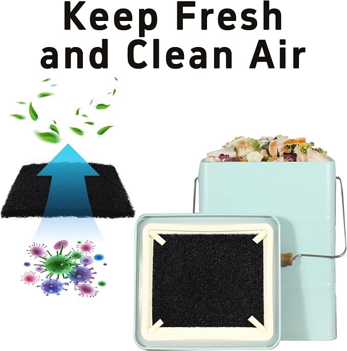 6PCS 5” Square Compost Bin Charcoal Filters, 0.4” Thick Activated Carbon Filters - Image 3